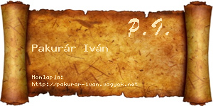 Pakurár Iván névjegykártya